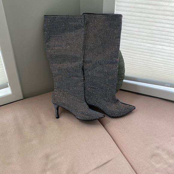 Handmade gem covered knee high boots - Picture 2 of 5